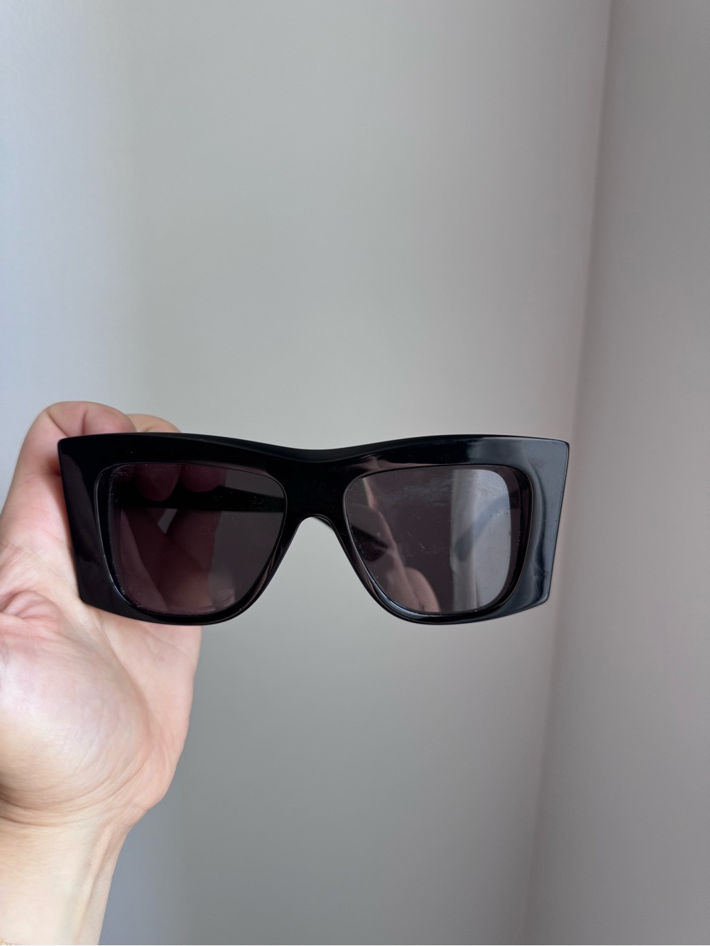 Bottega Veneta Black Oversized Rectangular Sunglasses